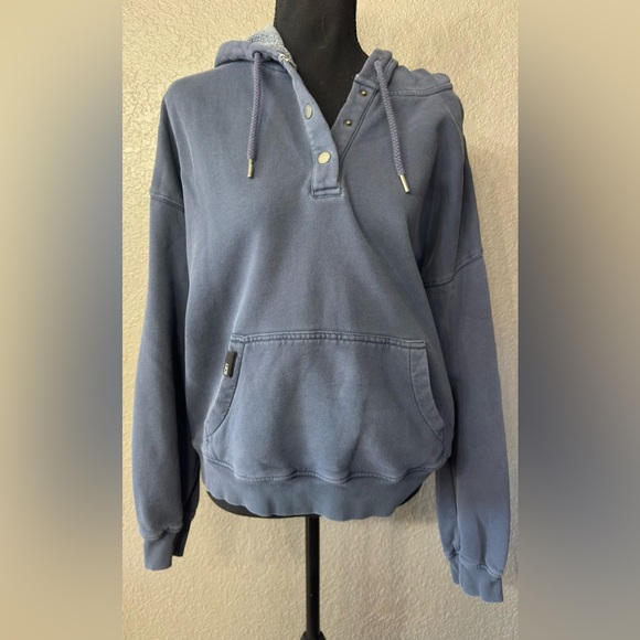 Roxy Women’s Sz L Y2K Blue Button Up Hooded Sweatshirt Hoodie - Picture 7 of 7